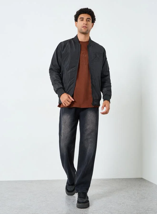 ستايلي جاكيت بومبر بقصة واسعة وسحَّاب غلق